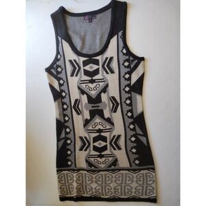 t/o Sweaters Womens Black Gray Geometric Southwestern Knit Sweater Dress Size M